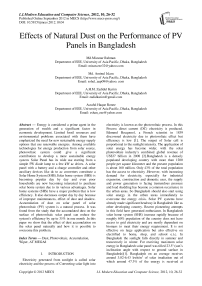 Effects of Natural Dust on the Performance of PV Panels in Bangladesh
