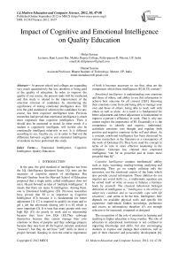 Impact of Cognitive and Emotional Intelligence on Quality Education