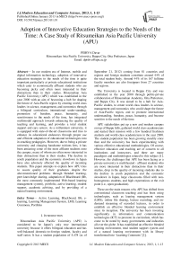 Adoption of Innovative Education Strategies to the Needs of the Time: A Case Study of Ritsumeikan Asia Pacific University (APU)