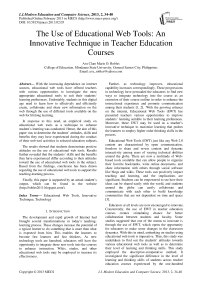 The Use of Educational Web Tools: An Innovative Technique in Teacher Education Courses