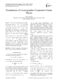 Foundations of Lexicographic Cooperative Game Theory