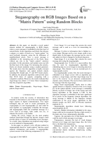 Steganography on RGB Images Based on a “Matrix Pattern” using Random Blocks