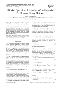Bitwise Operations Related to a Combinatorial Problem on Binary Matrices