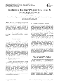 Evaluation: The New Philosophical Roles & Psychological Means