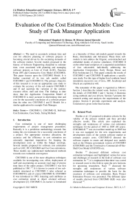 Evaluation of the Cost Estimation Models: Case Study of Task Manager Application