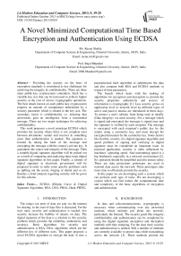 A Novel Minimized Computational Time Based Encryption and Authentication Using ECDSA