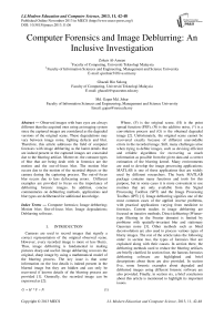 Computer Forensics and Image Deblurring: An Inclusive Investigation