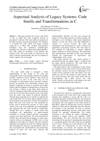 Aspectual Analysis of Legacy Systems: Code Smells and Transformations in C