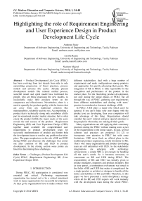 Highlighting the role of Requirement Engineering and User Experience Design in Product Development Life Cycle