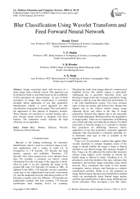 Blur Classification Using Wavelet Transform and Feed Forward Neural Network