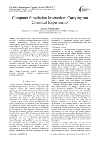 Computer Simulation Instruction: Carrying out Chemical Experiments