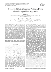 Dynamic Effort Allocation Problem Using Genetic Algorithm Approach