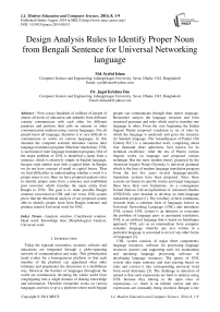 Design Analysis Rules to Identify Proper Noun from Bengali Sentence for Universal Networking language