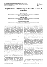 Requirements Engineering in Software Houses of Pakistan