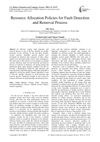 Resource Allocation Policies for Fault Detection and Removal Process