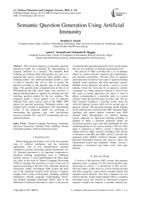 Semantic Question Generation Using Artificial Immunity