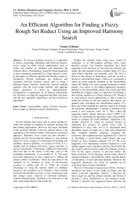 An Efficient Algorithm for Finding a Fuzzy Rough Set Reduct Using an Improved Harmony Search