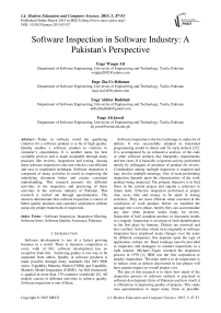 Software Inspection in Software Industry: A Pakistan's Perspective