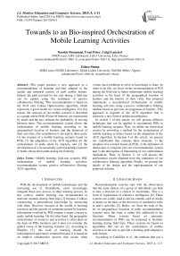 Towards to an Bio-inspired Orchestration of Mobile Learning Activities