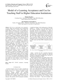 Model of e-Learning Acceptance and Use for Teaching Staff in Higher Education Institutions