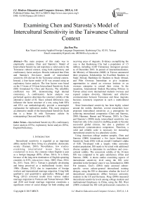 Examining Chen and Starosta's Model of Intercultural Sensitivity in the Taiwanese Cultural Context