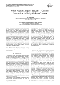 What Factors Impact Student – Content Interaction in Fully Online Courses