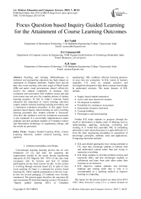 Focus Question based Inquiry Guided Learning for the Attainment of Course Learning Outcomes