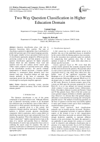 Two Way Question Classification in Higher Education Domain