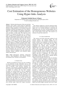 Cost Estimation of the Homogeneous Websites Using Hyper-links Analysis