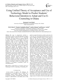 Using Unified Theory of Acceptance and Use of Technology Model to Predict Students' Behavioral Intention to Adopt and Use E-Counseling in Ghana