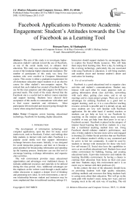 Facebook Applications to Promote Academic Engagement: Student's Attitudes towards the Use of Facebook as a Learning Tool