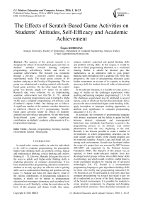 The Effects of Scratch-Based Game Activities on Students' Attitudes, Self-Efficacy and Academic Achievement