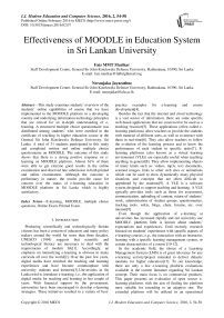 Effectiveness of MOODLE in Education System in Sri Lankan University