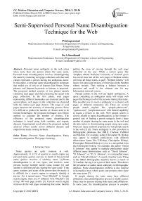 Semi-Supervised Personal Name Disambiguation Technique for the Web