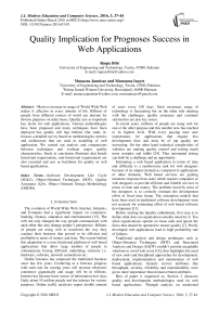 Quality Implication for Prognoses Success in Web Applications