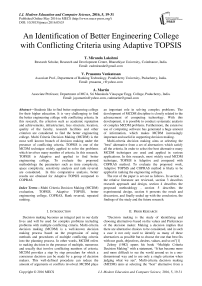 An Identification of Better Engineering College with Conflicting Criteria using Adaptive TOPSIS