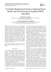 Test Bank Management System Applying Rasch Model and Data Encryption Standard (DES) Algorithm