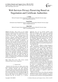 Web Services Privacy Preserving Based on Negotiation and Certificate Authorities