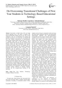 On Overcoming Transitional Challenges of First Year Students in Technology-Based Educational Settings