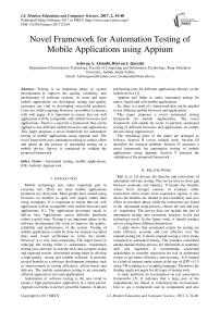 Novel Framework for Automation Testing of Mobile Applications using Appium