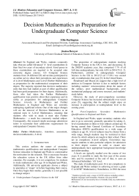 Decision Mathematics as Preparation for Undergraduate Computer Science