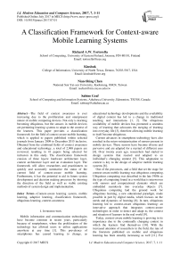 A Classification Framework for Context-aware Mobile Learning Systems