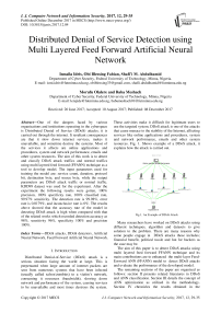Distributed denial of service detection using multi layered feed forward artificial neural network