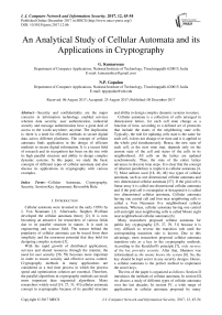 An analytical study of cellular automata and its applications in cryptography