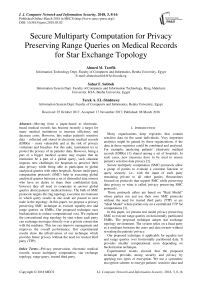 Secure multiparty computation for privacy preserving range queries on medical records for star exchange topology