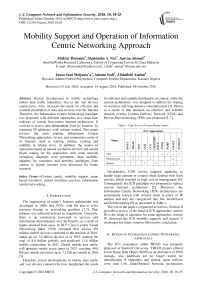 Mobility support and operation of information centric networking approach