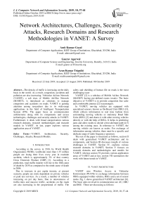 Network architectures, challenges, security attacks, research domains and research methodologies in VANET: a survey