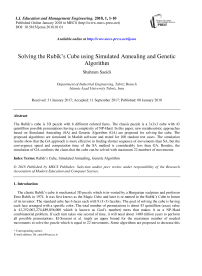 Solving the Rubik’s cube using simulated annealing and genetic algorithm