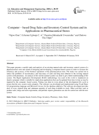 Computer – based drug sales and inventory control system and its applications in pharmaceutical stores