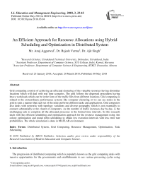 An efficient approach for resource allocations using hybrid scheduling and optimization in distributed system